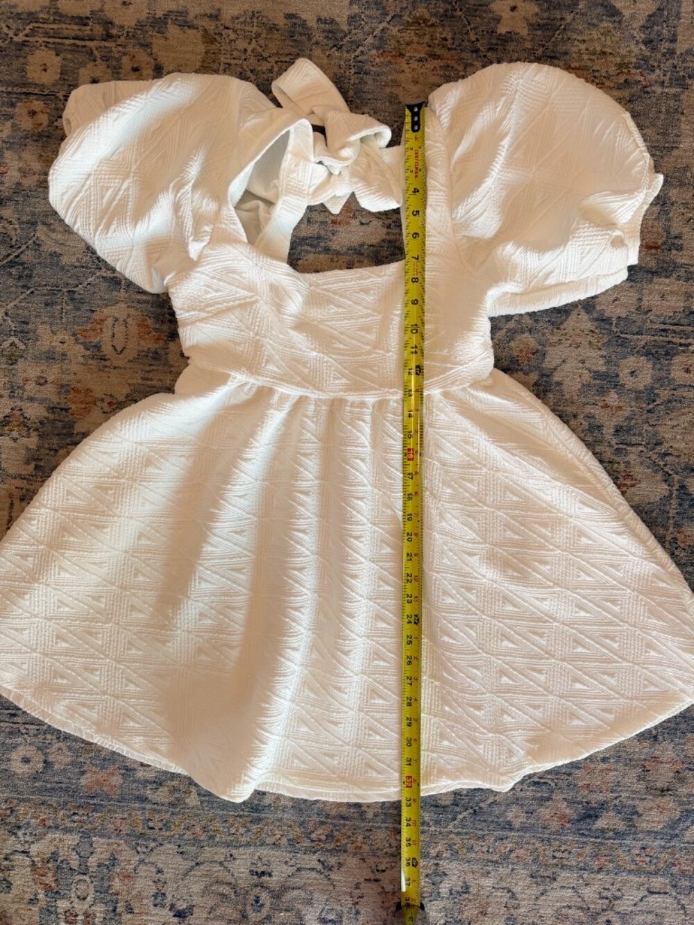 Free People Violet Puff Sleeve Tie Back Mini Dress White S - Picture 5 of 7